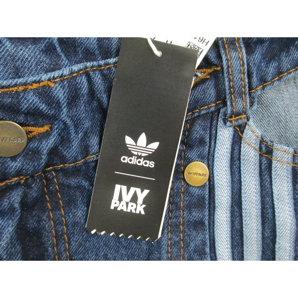 NEW Adidas x Ivy Park Pants Womens Large Blue Denim Snap Jeans Wide Leg Beyonce - Picture 7 of 13